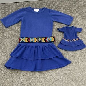 American Girl Blue Dress with Patterned Belt